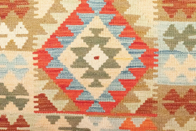 Biegacz Dywan Kelim - Orientalny - 396 x 81 cm - czerwony