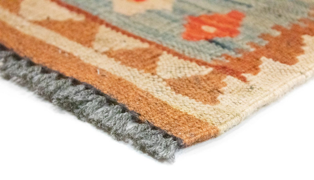 Biegacz Dywan Kelim - Orientalny - 395 x 84 cm - brązowy