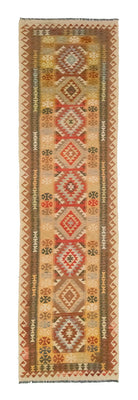 Biegacz Dywan Kelim - Orientalny - 390 x 85 cm - brązowy
