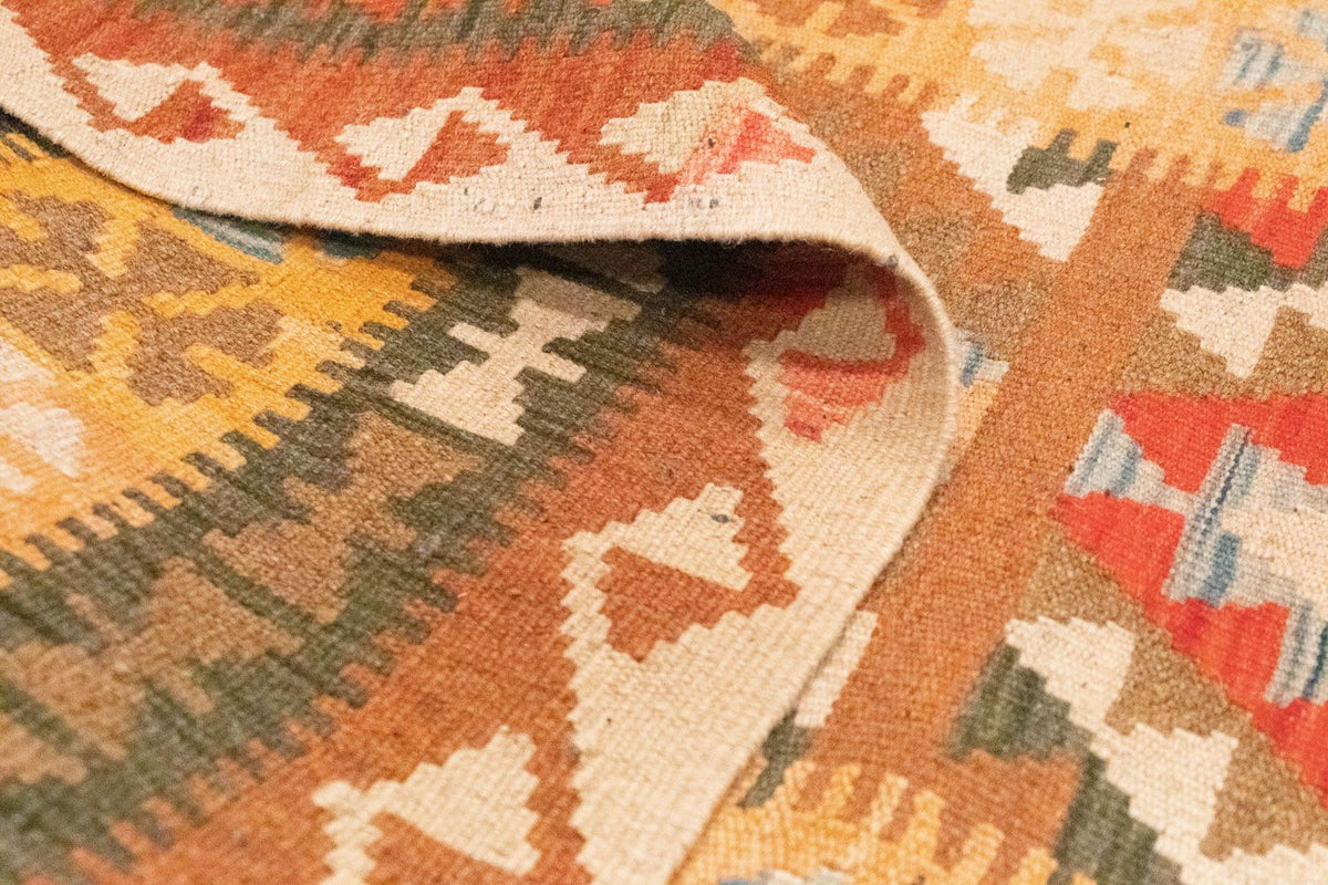 Biegacz Dywan Kelim - Orientalny - 390 x 85 cm - brązowy