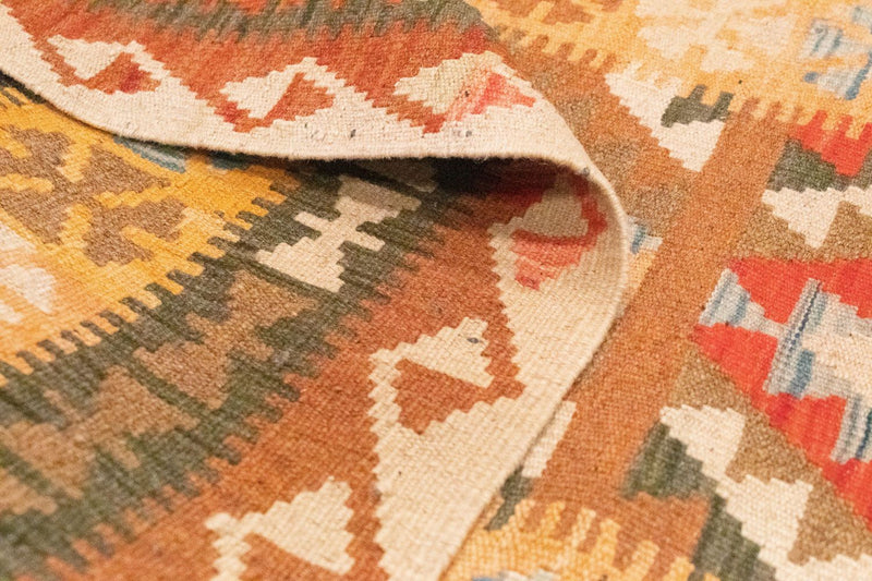 Biegacz Dywan Kelim - Orientalny - 390 x 85 cm - brązowy