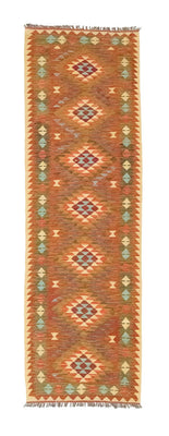 Biegacz Dywan Kelim - Orientalny - 300 x 80 cm - brązowy