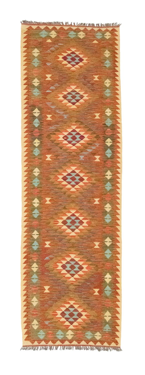 Biegacz Dywan Kelim - Orientalny - 300 x 80 cm - brązowy