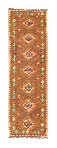 Biegacz Dywan Kelim - Orientalny - 300 x 80 cm - brązowy