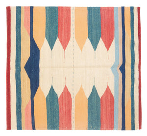 Dywan Kelim - Orientalny kwadratowy  - 129 x 125 cm - zieleń miętowa