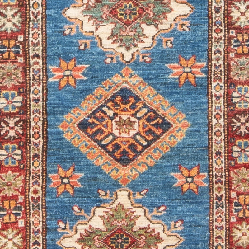 Biegacz Dywan Ziegler - Kazak - 205 x 63 cm - niebieski