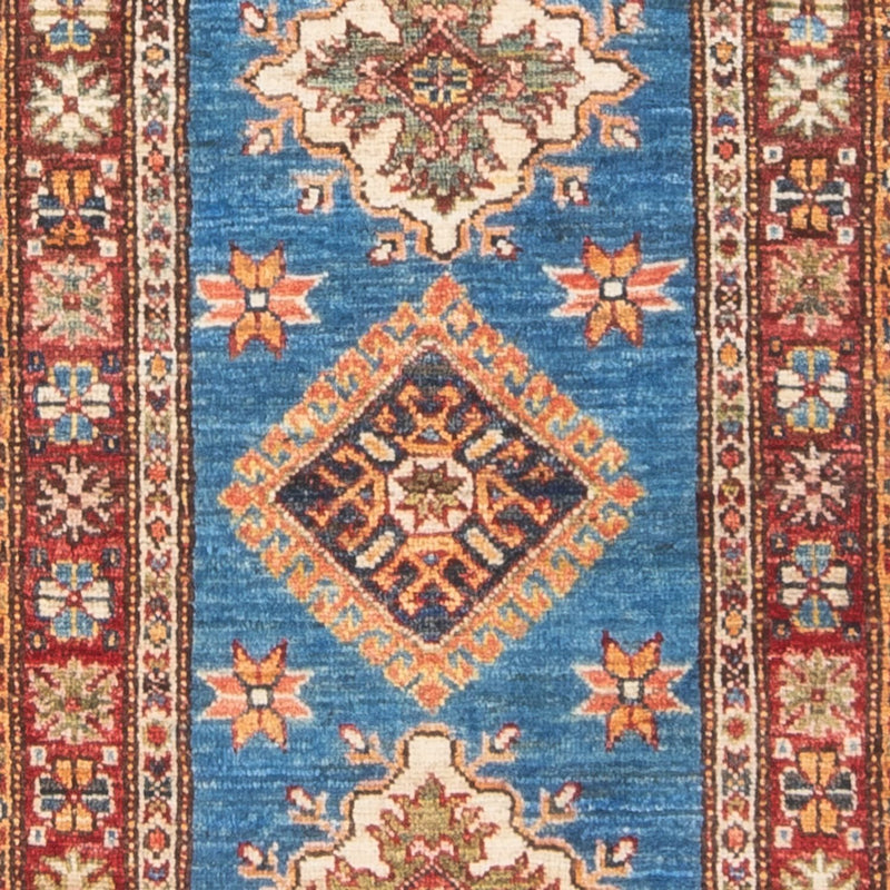 Biegacz Dywan Ziegler - Kazak - 205 x 63 cm - niebieski