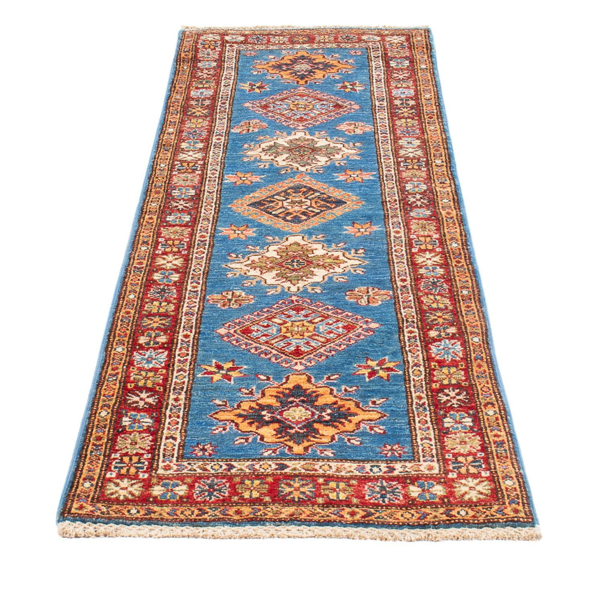 Biegacz Dywan Ziegler - Kazak - 205 x 63 cm - niebieski