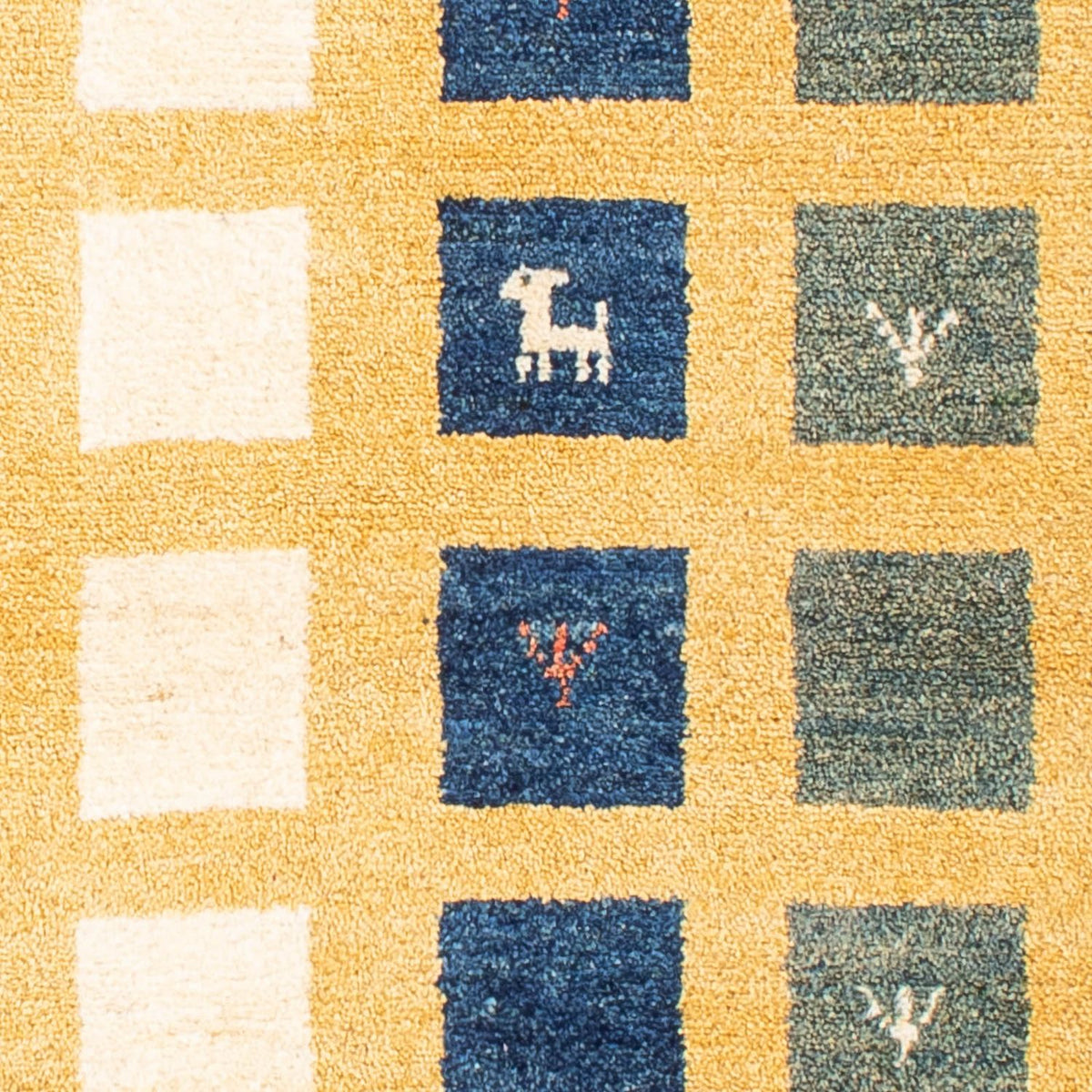 Dywan Gabbeh - Loribaft Perski - 118 x 84 cm - żółty musztardowy