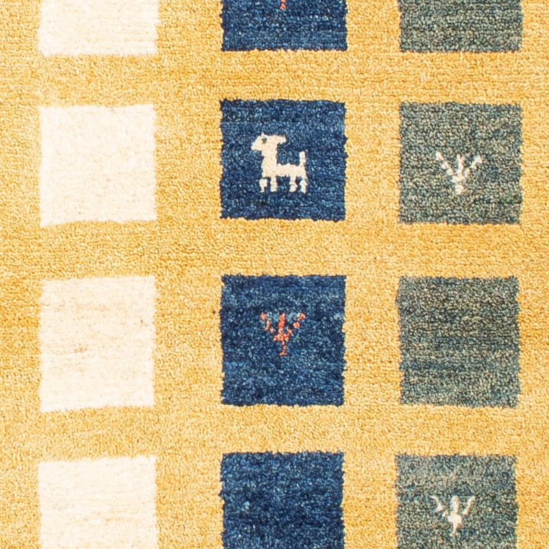 Dywan Gabbeh - Loribaft Perski - 118 x 84 cm - żółty musztardowy