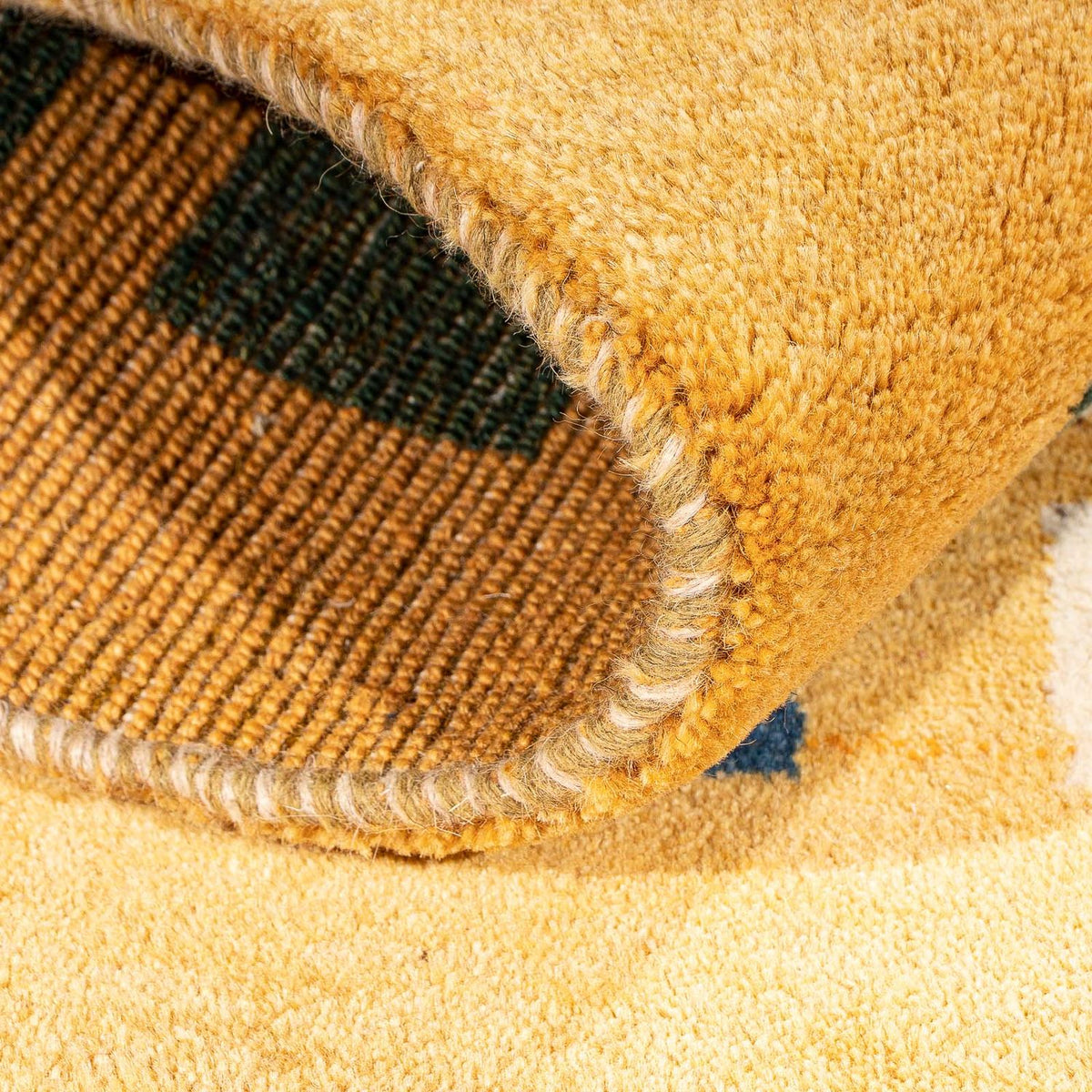 Dywan Gabbeh - Loribaft Perski - 118 x 84 cm - żółty musztardowy