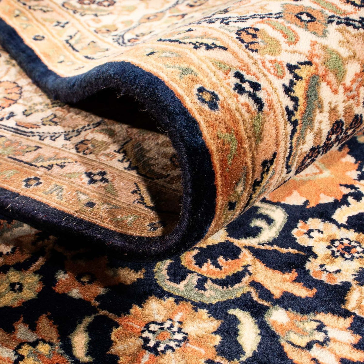 Dywan orientalny - Keshan - Indus - 230 x 168 cm - ciemnoniebieski