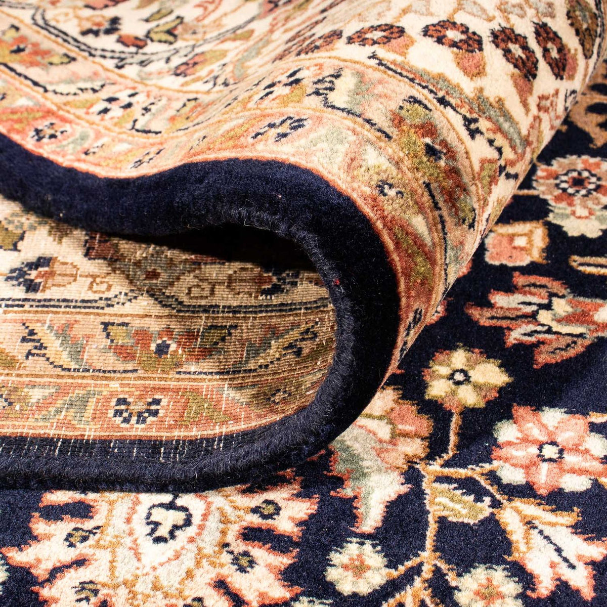 Dywan orientalny - Keshan - Indus - 312 x 201 cm - ciemnoniebieski