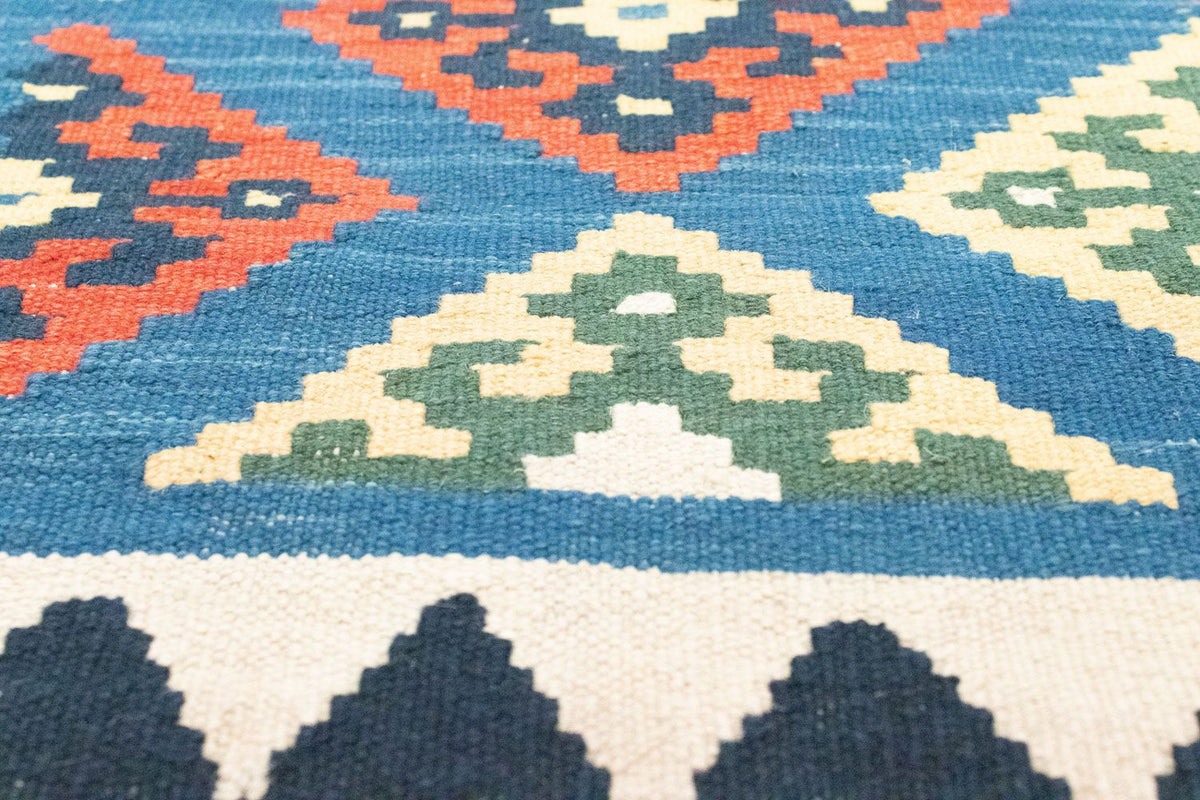 Biegacz Dywan Kelim - Orientalny - 201 x 65 cm - niebieski