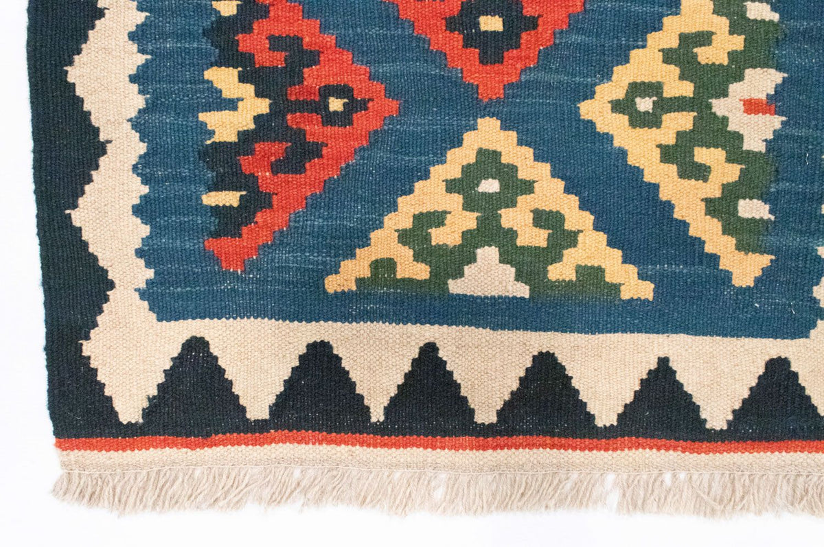 Biegacz Dywan Kelim - Orientalny - 201 x 65 cm - niebieski