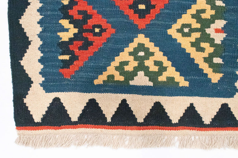 Biegacz Dywan Kelim - Orientalny - 201 x 65 cm - niebieski