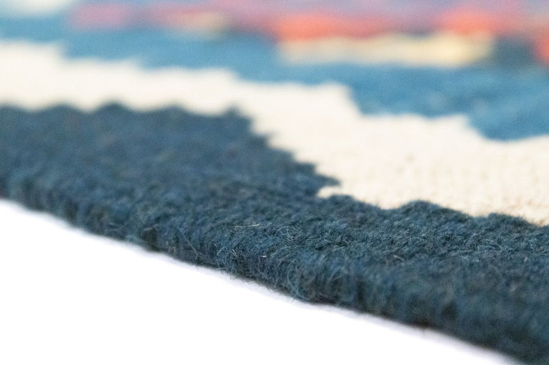 Biegacz Dywan Kelim - Orientalny - 201 x 65 cm - niebieski