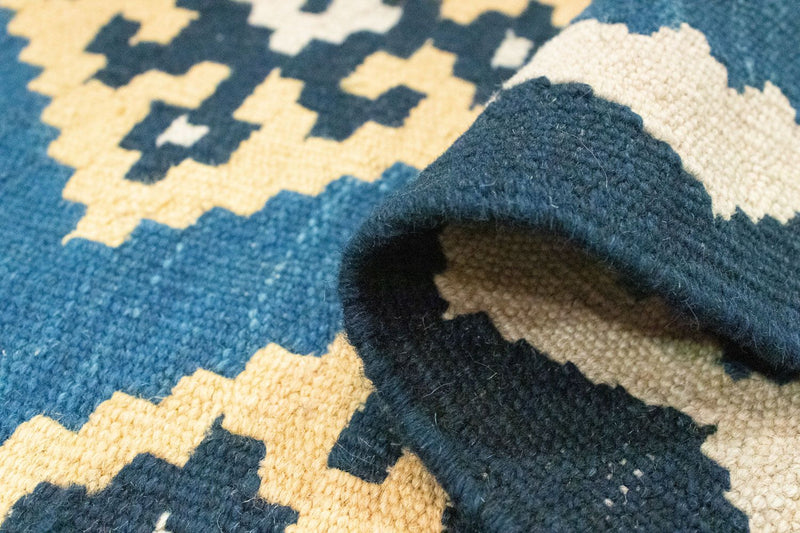 Biegacz Dywan Kelim - Orientalny - 201 x 65 cm - niebieski