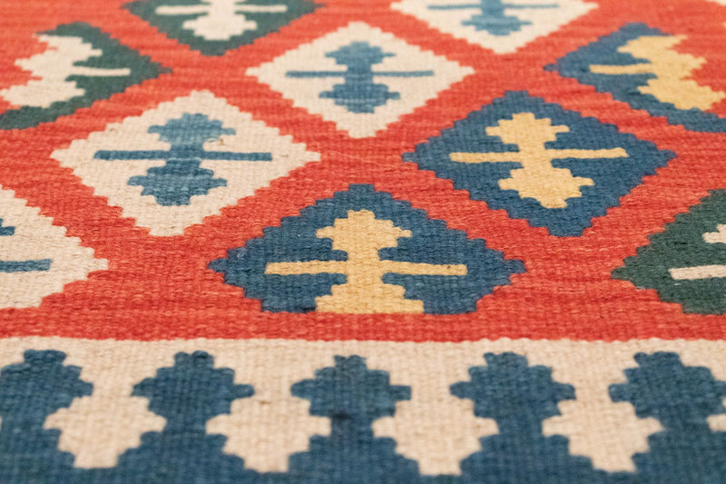 Biegacz Dywan Kelim - Orientalny - 205 x 60 cm - pomarańczowy