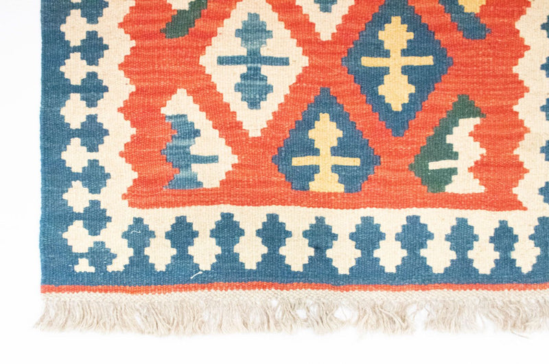 Biegacz Dywan Kelim - Orientalny - 205 x 60 cm - pomarańczowy