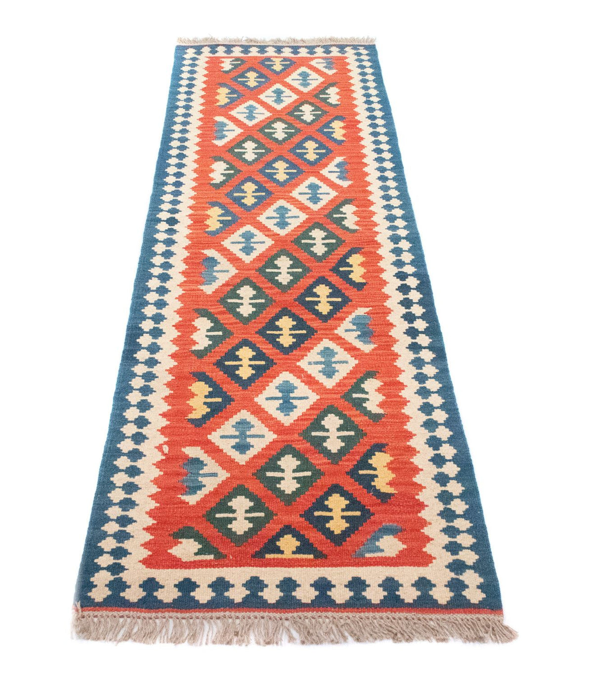 Biegacz Dywan Kelim - Orientalny - 205 x 60 cm - pomarańczowy