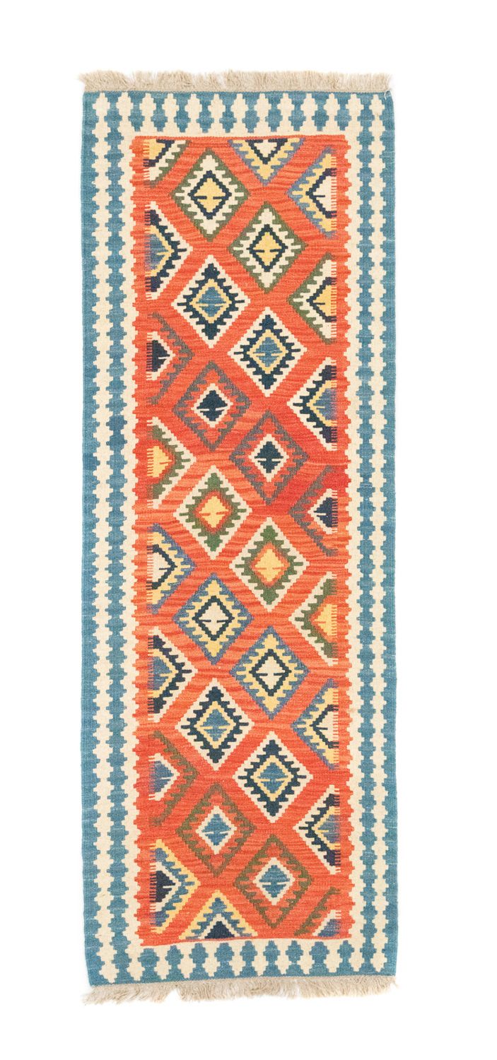 Biegacz Dywan Kelim - Orientalny - 202 x 70 cm - pomarańczowy