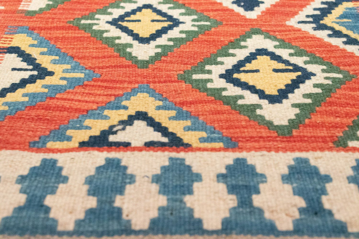 Biegacz Dywan Kelim - Orientalny - 202 x 70 cm - pomarańczowy