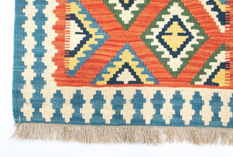 Biegacz Dywan Kelim - Orientalny - 202 x 70 cm - pomarańczowy