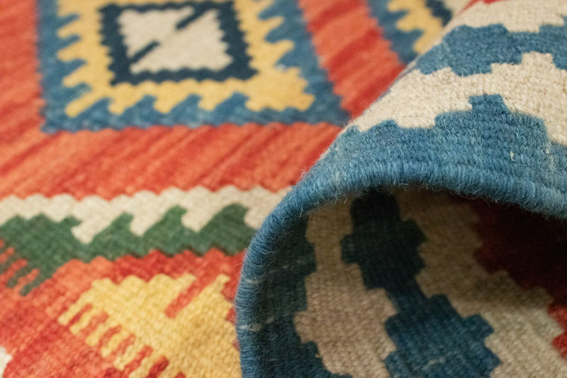 Biegacz Dywan Kelim - Orientalny - 202 x 70 cm - pomarańczowy