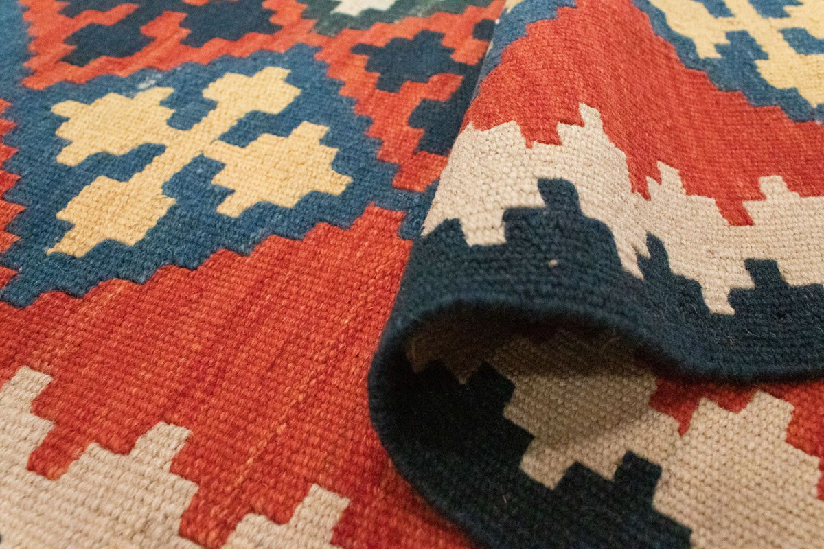 Biegacz Dywan Kelim - Orientalny - 195 x 63 cm - pomarańczowy