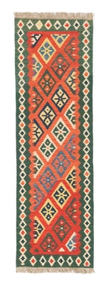 Biegacz Dywan Kelim - Orientalny - 202 x 61 cm - pomarańczowy
