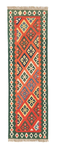 Biegacz Dywan Kelim - Orientalny - 202 x 61 cm - pomarańczowy