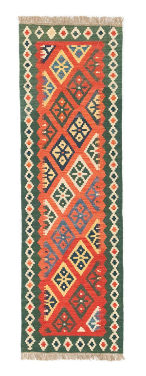 Biegacz Dywan Kelim - Orientalny - 202 x 61 cm - pomarańczowy