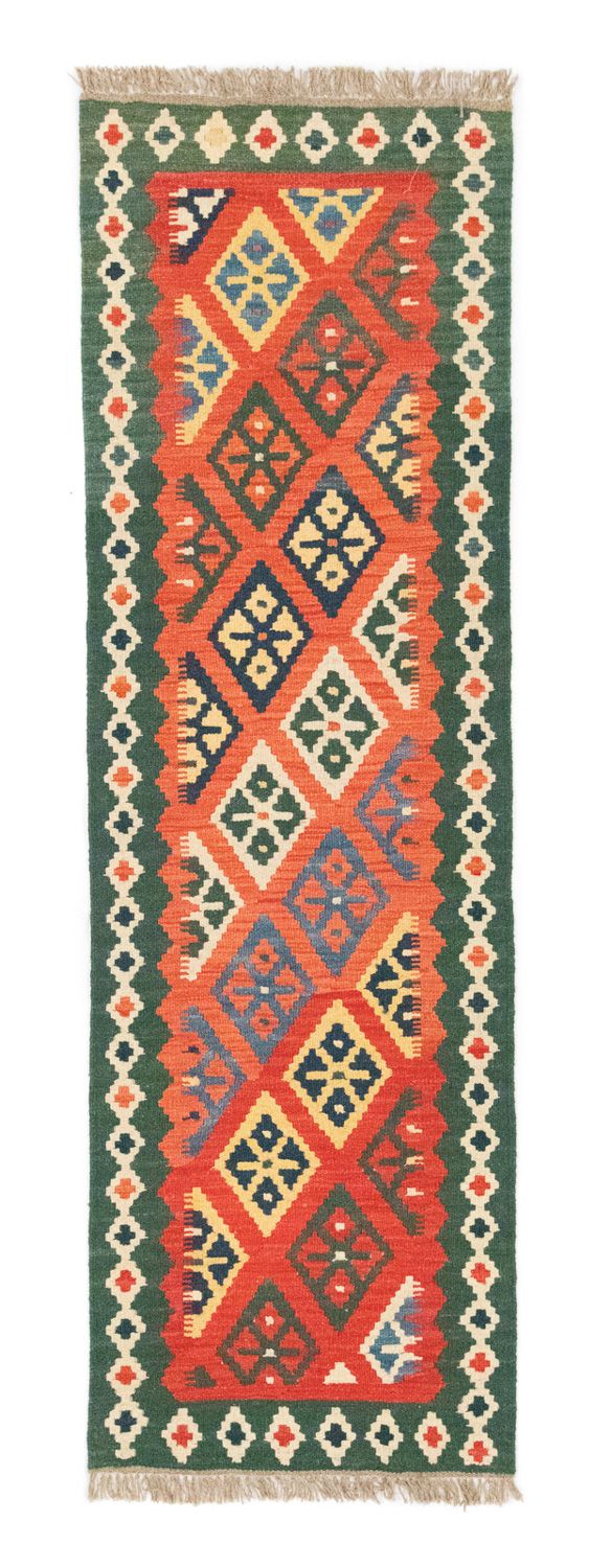 Biegacz Dywan Kelim - Orientalny - 202 x 61 cm - pomarańczowy
