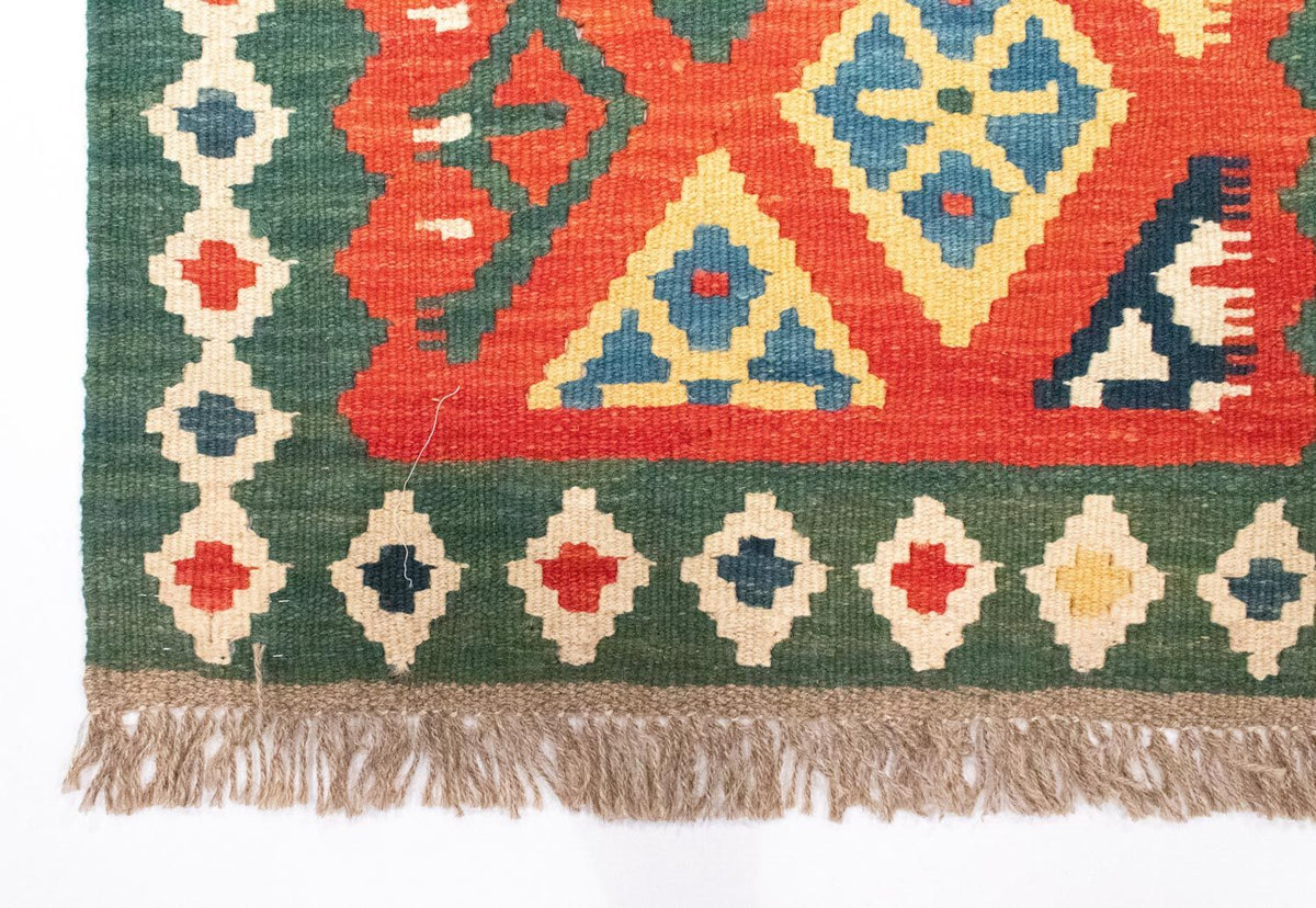 Biegacz Dywan Kelim - Orientalny - 202 x 61 cm - pomarańczowy