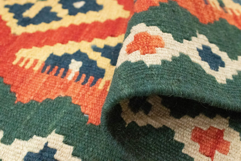 Biegacz Dywan Kelim - Orientalny - 202 x 61 cm - pomarańczowy