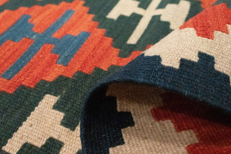 Biegacz Dywan Kelim - Orientalny - 197 x 62 cm - pomarańczowy