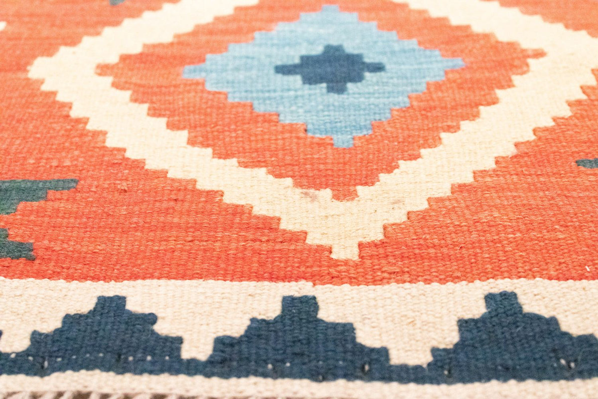 Biegacz Dywan Kelim - Orientalny - 203 x 68 cm - pomarańczowy