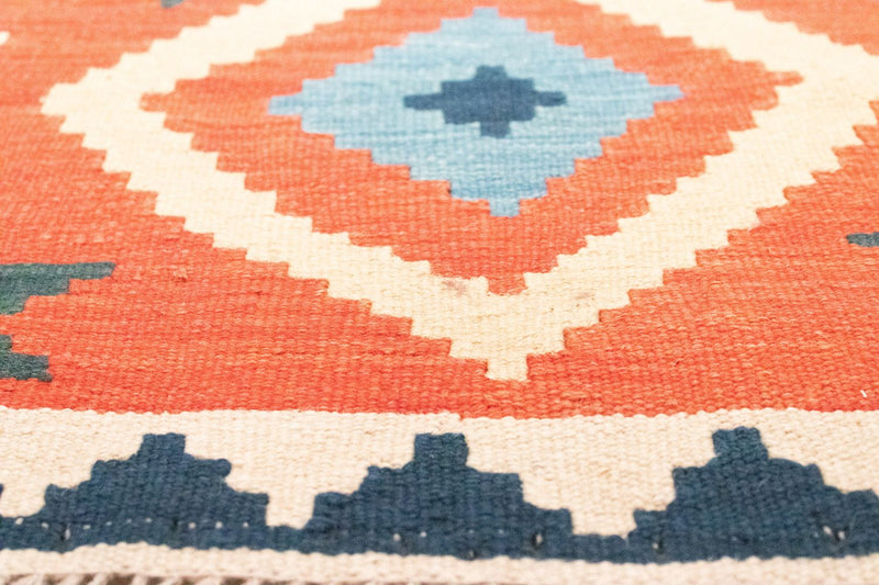 Biegacz Dywan Kelim - Orientalny - 203 x 68 cm - pomarańczowy