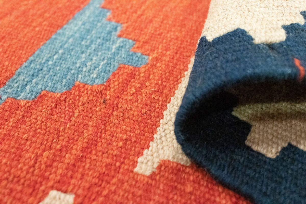 Biegacz Dywan Kelim - Orientalny - 203 x 68 cm - pomarańczowy