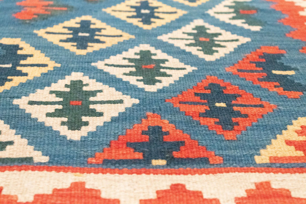 Biegacz Dywan Kelim - Orientalny - 198 x 64 cm - niebieski