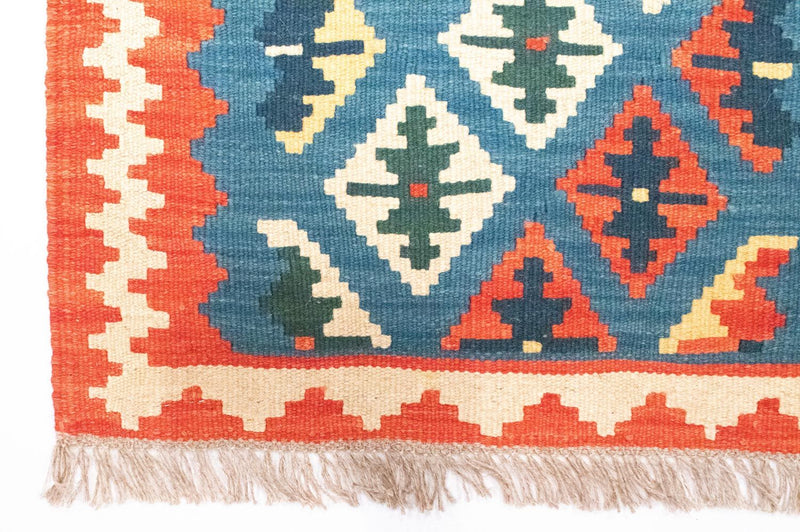 Biegacz Dywan Kelim - Orientalny - 198 x 64 cm - niebieski