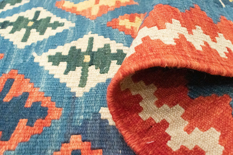 Biegacz Dywan Kelim - Orientalny - 198 x 64 cm - niebieski