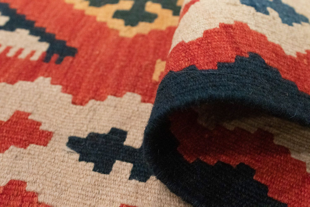 Biegacz Dywan Kelim - Orientalny - 200 x 63 cm - pomarańczowy