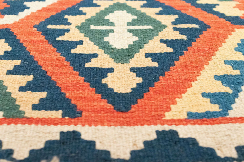 Biegacz Dywan Kelim - Orientalny - 204 x 60 cm - pomarańczowy