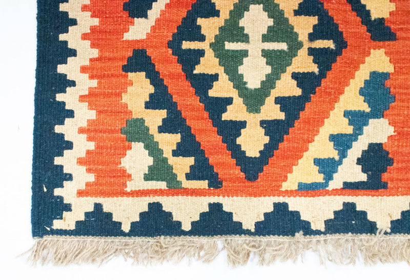 Biegacz Dywan Kelim - Orientalny - 204 x 60 cm - pomarańczowy