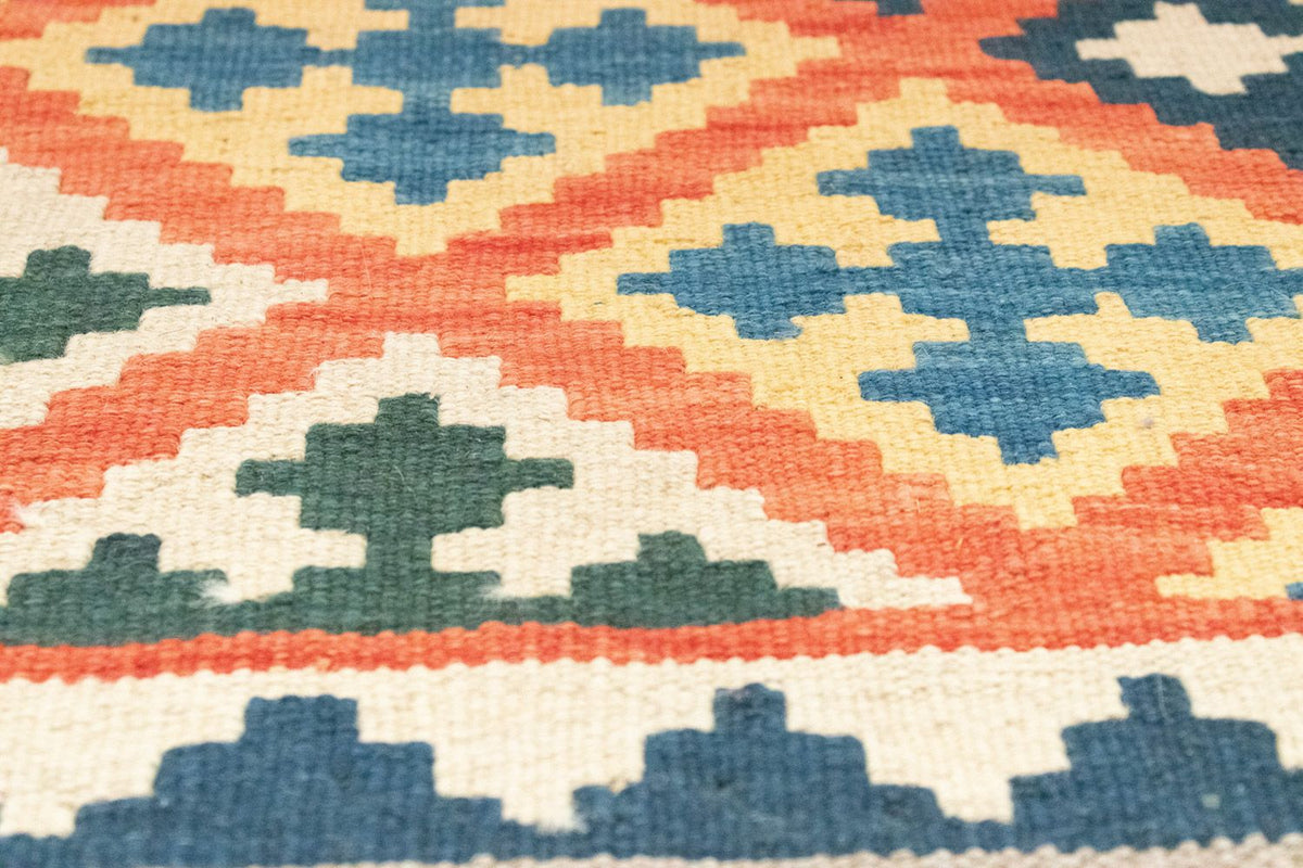 Biegacz Dywan Kelim - Orientalny - 206 x 61 cm - pomarańczowy