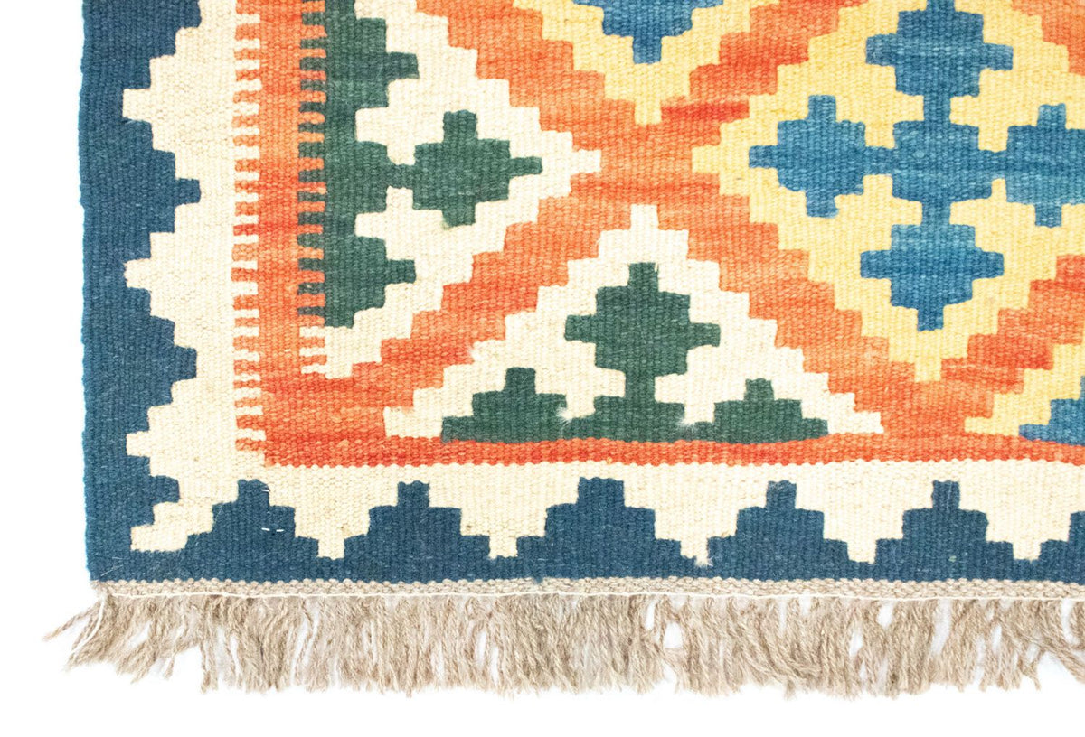 Biegacz Dywan Kelim - Orientalny - 206 x 61 cm - pomarańczowy