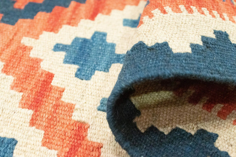 Biegacz Dywan Kelim - Orientalny - 206 x 61 cm - pomarańczowy