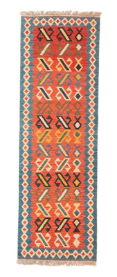 Biegacz Dywan Kelim - Orientalny - 203 x 65 cm - pomarańczowy